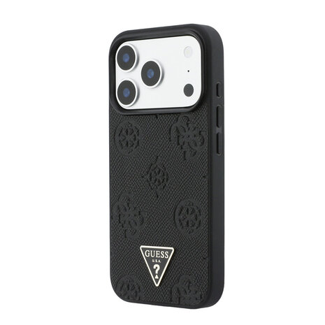 Guess Guess iPhone 17 Pro Back cover coque - HC Magsafe Grained PU Hot Stamp Peony Triangle Logo - Noir Guess Guess iPhone 17 Pro Back cover coque - HC Magsafe Grained PU Hot Stamp Peony Triangle Logo - Noir