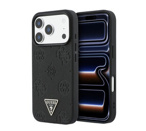 Guess Guess iPhone 17 Pro Back cover coque - HC Magsafe Grained PU Hot Stamp Peony Triangle Logo - Noir Guess Guess iPhone 17 Pro Back cover coque - HC Magsafe Grained PU Hot Stamp Peony Triangle Logo - Noir