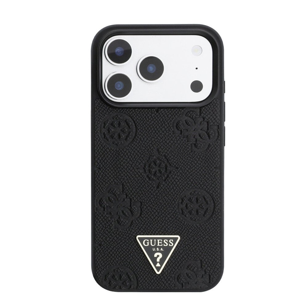 Guess Guess iPhone 17 Pro Back-Cover hul - HC Magsafe Grained PU Hot Stamp Peony Triangle Logo - Schwarz Guess Guess iPhone 17 Pro Back-Cover hul - HC Magsafe Grained PU Hot Stamp Peony Triangle Logo - Schwarz