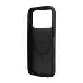 Guess Guess iPhone 17 Pro/iPhone 18 Pro Hartschalenhülle MagSafe genarbtes PU geprägtes Pfingstrosenmotiv dreieckiges Logo - Schwarz