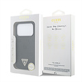 Guess Guess iPhone 17 Pro/iPhone 18 Pro Hartschalenhülle MagSafe genarbtes PU geprägtes Pfingstrosenmotiv dreieckiges Logo - Schwarz
