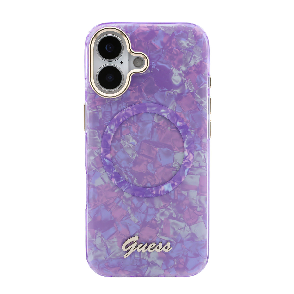 Guess Guess iPhone 17 Backcover hoesje - HC Magsafe IML Shell Script Metal - Paars, foto 4 van 6