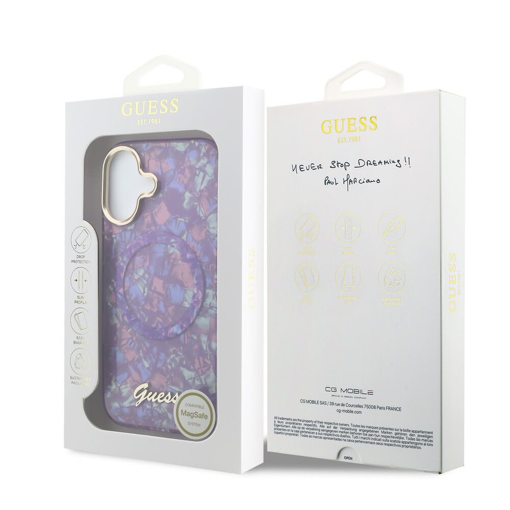 Guess Guess iPhone 17 Back cover coque - HC Magsafe IML Shell Script Metal - Violet Guess Guess iPhone 17 Back cover coque - HC Magsafe IML Shell Script Metal - Violet