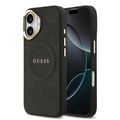 Guess iPhone 17 Back cover coque - HC Magsafe PU With Peony Hot Stamp - Noir