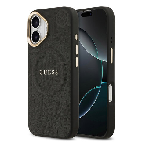 Guess Guess iPhone 17 Back cover case - HC Magsafe PU With Peony Hot Stamp - Black Guess Guess iPhone 17 Back cover case - HC Magsafe PU With Peony Hot Stamp - Black