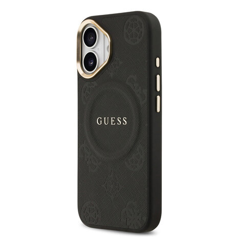Guess Guess iPhone 17 Back cover case - HC Magsafe PU With Peony Hot Stamp - Black Guess Guess iPhone 17 Back cover case - HC Magsafe PU With Peony Hot Stamp - Black