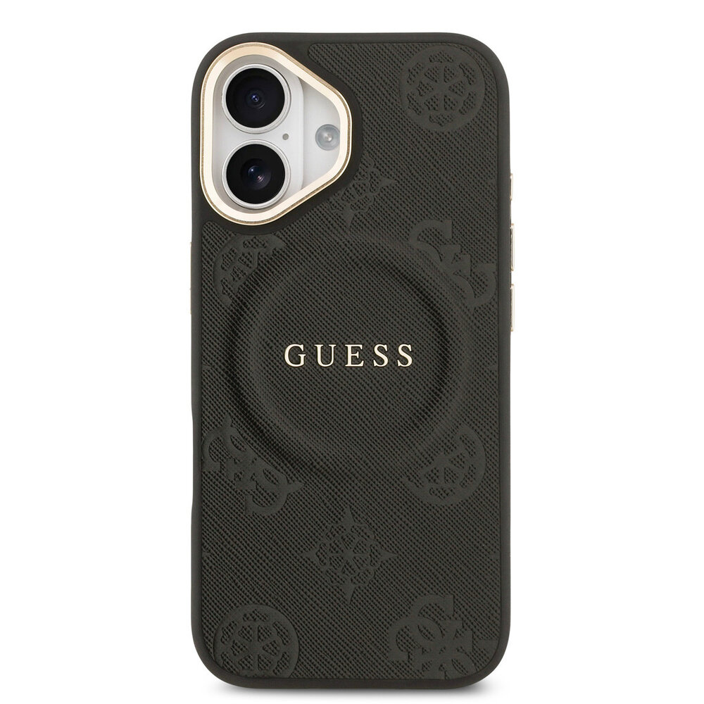Guess Guess iPhone 17 Back-Cover hul - HC Magsafe PU With Peony Hot Stamp - Schwarz Guess Guess iPhone 17 Back-Cover hul - HC Magsafe PU With Peony Hot Stamp - Schwarz