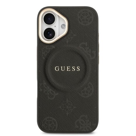 Guess Guess iPhone 17 Backcover hoesje - HC Magsafe PU With Peony Hot Stamp - Zwart Guess Guess iPhone 17 Backcover hoesje - HC Magsafe PU With Peony Hot Stamp - Zwart
