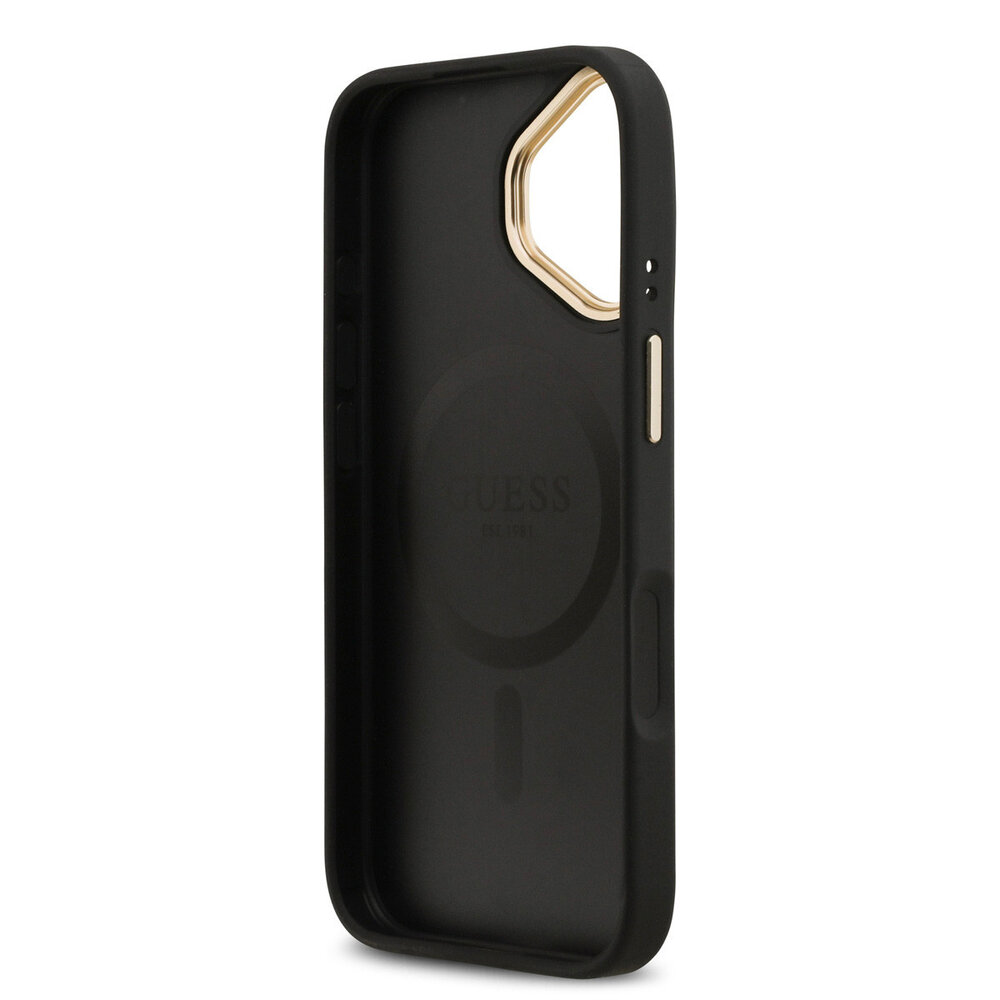 Guess Guess iPhone 17 Back cover coque - HC Magsafe PU With Peony Hot Stamp - Noir Guess Guess iPhone 17 Back cover coque - HC Magsafe PU With Peony Hot Stamp - Noir