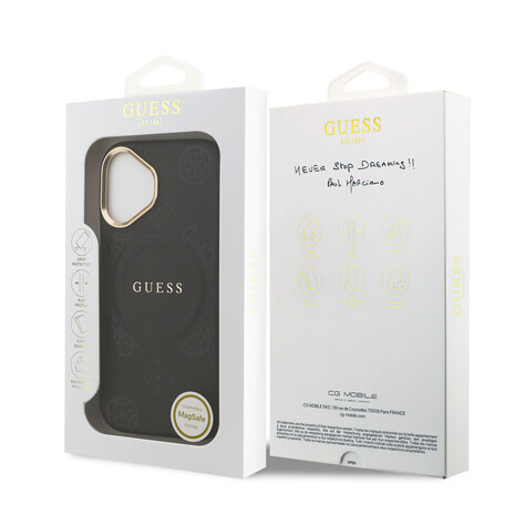 Guess Guess iPhone 17 Back cover coque - HC Magsafe PU With Peony Hot Stamp - Noir Guess Guess iPhone 17 Back cover coque - HC Magsafe PU With Peony Hot Stamp - Noir