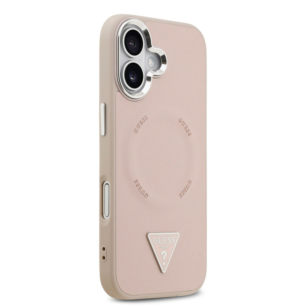 Guess Guess iPhone 17 Back cover coque - HC Magsafe PU With Triangle Logo Pink - Rose Guess Guess iPhone 17 Back cover coque - HC Magsafe PU With Triangle Logo Pink - Rose