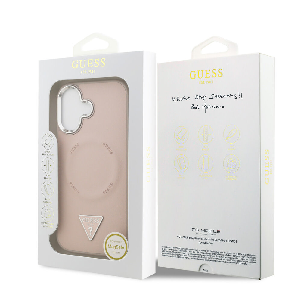 Guess Guess iPhone 17 Back-Cover hul - HC Magsafe PU With Triangle Logo Pink - Rosa