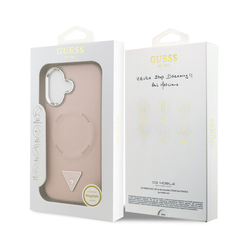 Guess Guess iPhone 17 Back cover coque - HC Magsafe PU With Triangle Logo Pink - Rose Guess Guess iPhone 17 Back cover coque - HC Magsafe PU With Triangle Logo Pink - Rose