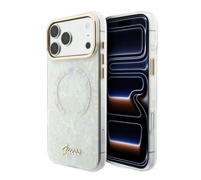 Guess Guess iPhone 17 Pro Max Back cover case - HC Magsafe IML Shell Script Metal - White Guess Guess iPhone 17 Pro Max Back cover case - HC Magsafe IML Shell Script Metal - White