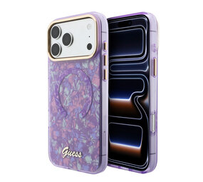 Guess Guess iPhone 17 Pro Max Back cover case - HC Magsafe IML Shell Script Metal - Purple Guess Guess iPhone 17 Pro Max Back cover case - HC Magsafe IML Shell Script Metal - Purple