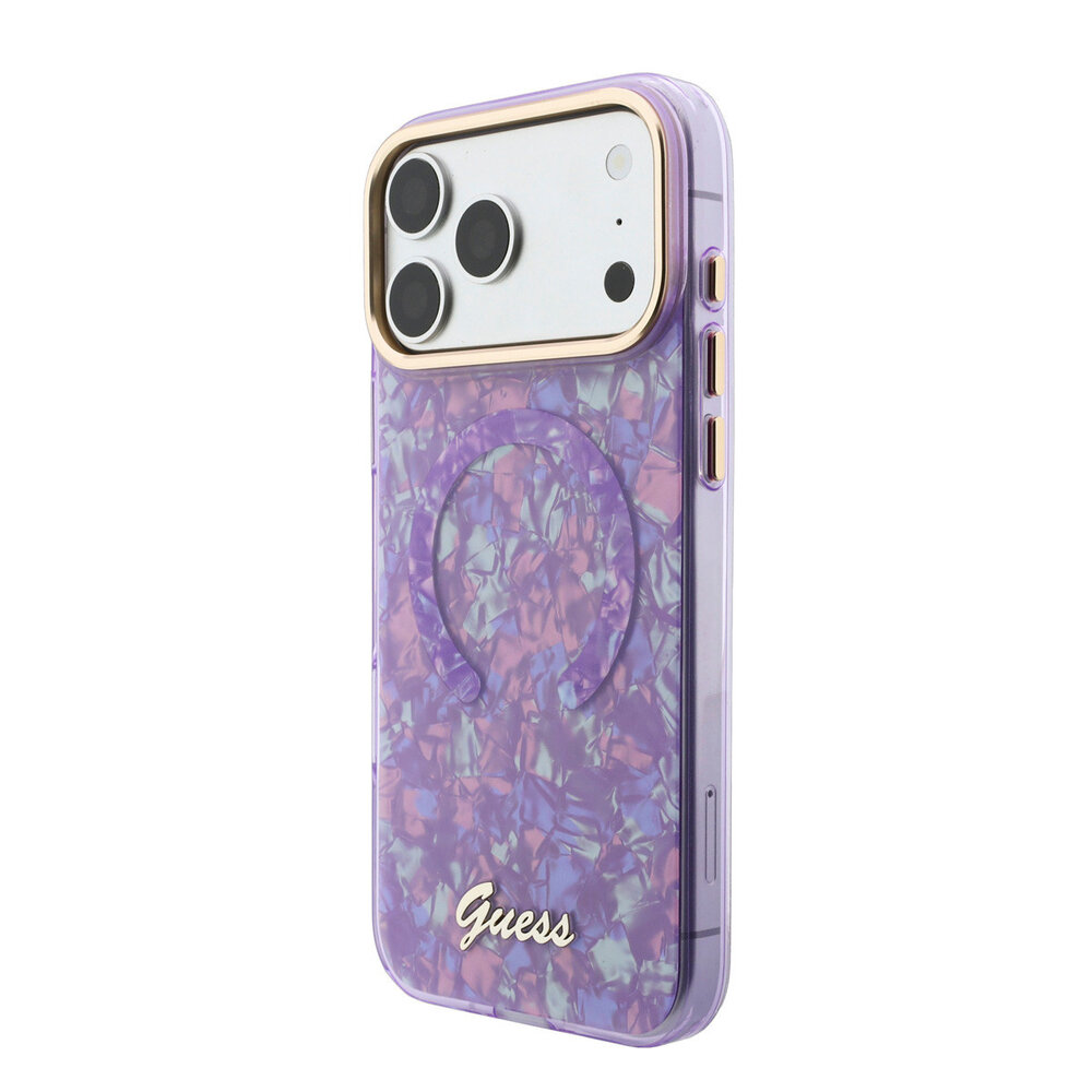 Guess Guess iPhone 17 Pro Max Back cover case - HC Magsafe IML Shell Script Metal - Purple Guess Guess iPhone 17 Pro Max Back cover case - HC Magsafe IML Shell Script Metal - Purple
