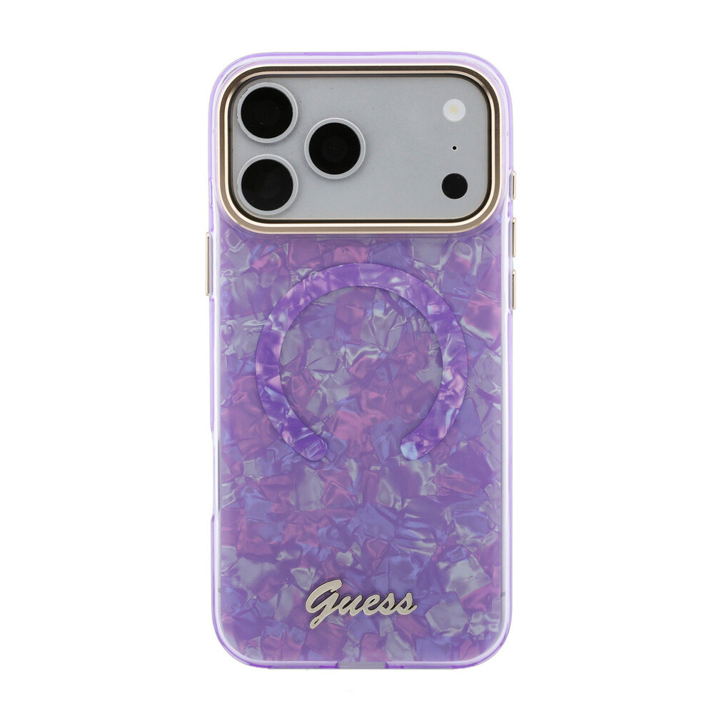 Guess Guess iPhone 17 Pro Max Back cover case - HC Magsafe IML Shell Script Metal - Purple Guess Guess iPhone 17 Pro Max Back cover case - HC Magsafe IML Shell Script Metal - Purple