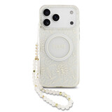 Guess Guess iPhone 17 Pro Max Back-Cover hul - HC Magsafe IML Flowers Allover Electroplated With Pearl Strap - Weiß Guess Guess iPhone 17 Pro Max Back-Cover hul - HC Magsafe IML Flowers Allover Electroplated With Pearl Strap - Weiß