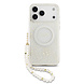 Guess Guess iPhone 17 Pro Max Back cover case - HC Magsafe IML Flowers Allover Electroplated With Pearl Strap - White