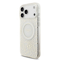 Guess Guess iPhone 17 Pro Max/iPhone 18 Pro Max Hartschalenhülle MagSafe durchgehendes IML-Blumenmuster galvanische Veredelung Perlenband - Weiß