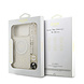 Guess Guess iPhone 17 Pro Max Back cover case - HC Magsafe IML Flowers Allover Electroplated With Pearl Strap - White