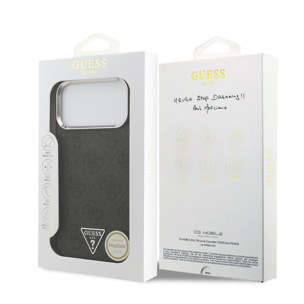 Guess Guess iPhone 17 Pro Max Back cover case - HC Magsafe 4G PU With Triangle Logo SL - Black