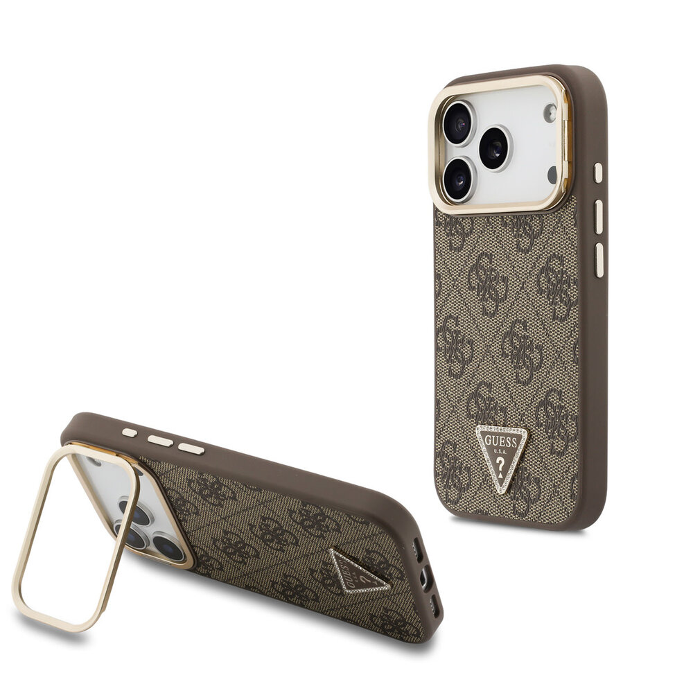 Guess Guess iPhone 17 Pro Max Back cover case - HC Magsafe 4G PU With Triangle Logo & Stand Camera - Brown Guess Guess iPhone 17 Pro Max Back cover case - HC Magsafe 4G PU With Triangle Logo & Stand Camera - Brown