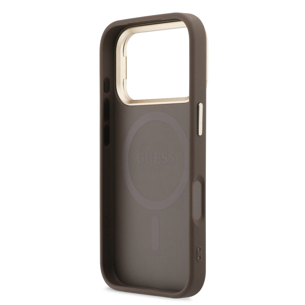 Guess Guess iPhone 17 Pro Max Back cover case - HC Magsafe 4G PU With Triangle Logo & Stand Camera - Brown Guess Guess iPhone 17 Pro Max Back cover case - HC Magsafe 4G PU With Triangle Logo & Stand Camera - Brown