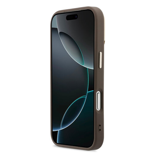 Guess Guess iPhone 17 Pro Max/iPhone 18 Pro Max Hartschalenhülle MagSafe 4G PU dreieckiges Logo und Kameraständer - Braun