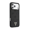 Guess Guess iPhone 17 Pro Max/iPhone 18 Pro Max Hartschalenhülle MagSafe genarbtes PU geprägtes Pfingstrosenmotiv dreieckiges Logo - Schwarz