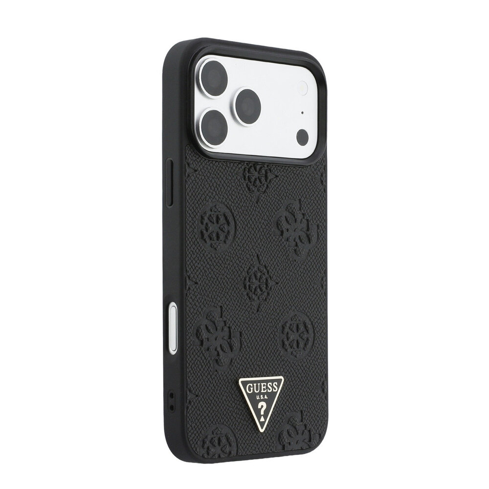 Guess Guess iPhone 17 Pro Max Back cover case - HC Magsafe Grained PU Hot Stamp Peony Triangle Logo - Black Guess Guess iPhone 17 Pro Max Back cover case - HC Magsafe Grained PU Hot Stamp Peony Triangle Logo - Black