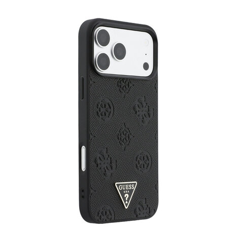 Guess Guess iPhone 17 Pro Max Back cover case - HC Magsafe Grained PU Hot Stamp Peony Triangle Logo - Black Guess Guess iPhone 17 Pro Max Back cover case - HC Magsafe Grained PU Hot Stamp Peony Triangle Logo - Black