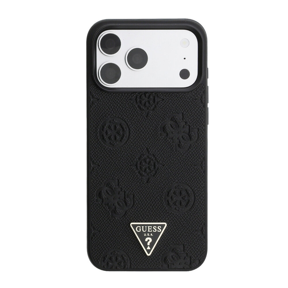 Guess Guess iPhone 17 Pro Max Back cover case - HC Magsafe Grained PU Hot Stamp Peony Triangle Logo - Black Guess Guess iPhone 17 Pro Max Back cover case - HC Magsafe Grained PU Hot Stamp Peony Triangle Logo - Black