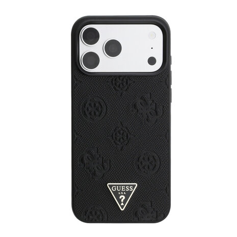 Guess Guess iPhone 17 Pro Max Back cover case - HC Magsafe Grained PU Hot Stamp Peony Triangle Logo - Black Guess Guess iPhone 17 Pro Max Back cover case - HC Magsafe Grained PU Hot Stamp Peony Triangle Logo - Black