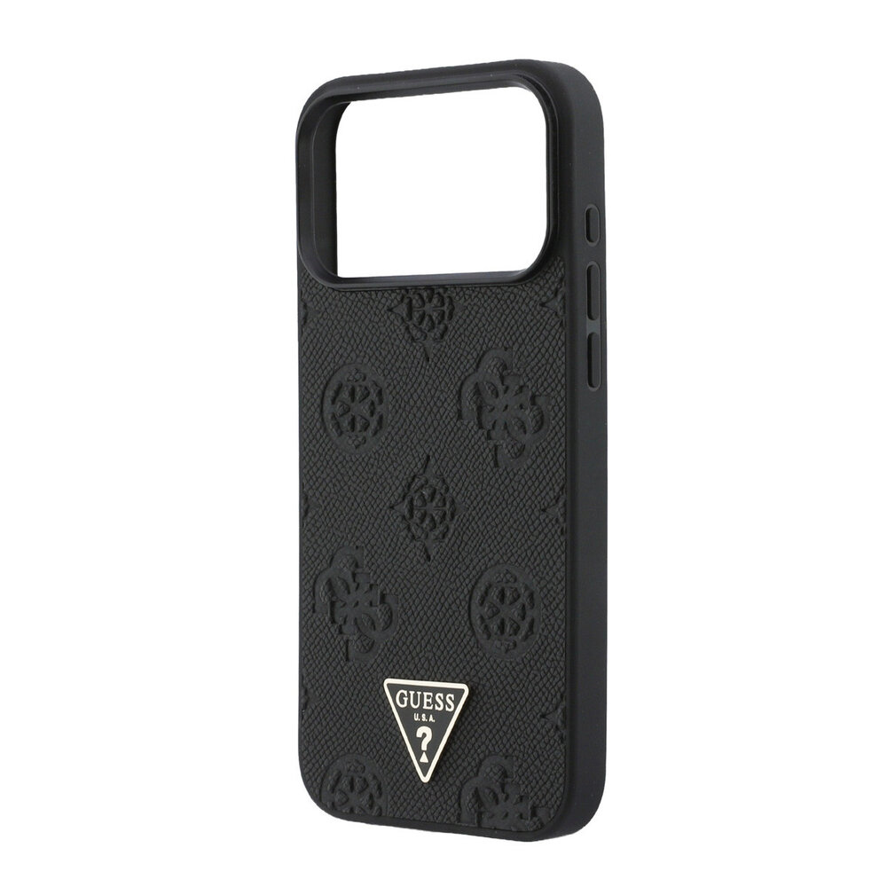Guess Guess iPhone 17 Pro Max Backcover hoesje - HC Magsafe Grained PU Hot Stamp Peony Triangle Logo - Zwart Guess Guess iPhone 17 Pro Max Backcover hoesje - HC Magsafe Grained PU Hot Stamp Peony Triangle Logo - Zwart