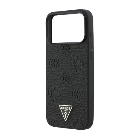 Guess Guess iPhone 17 Pro Max Backcover hoesje - HC Magsafe Grained PU Hot Stamp Peony Triangle Logo - Zwart Guess Guess iPhone 17 Pro Max Backcover hoesje - HC Magsafe Grained PU Hot Stamp Peony Triangle Logo - Zwart