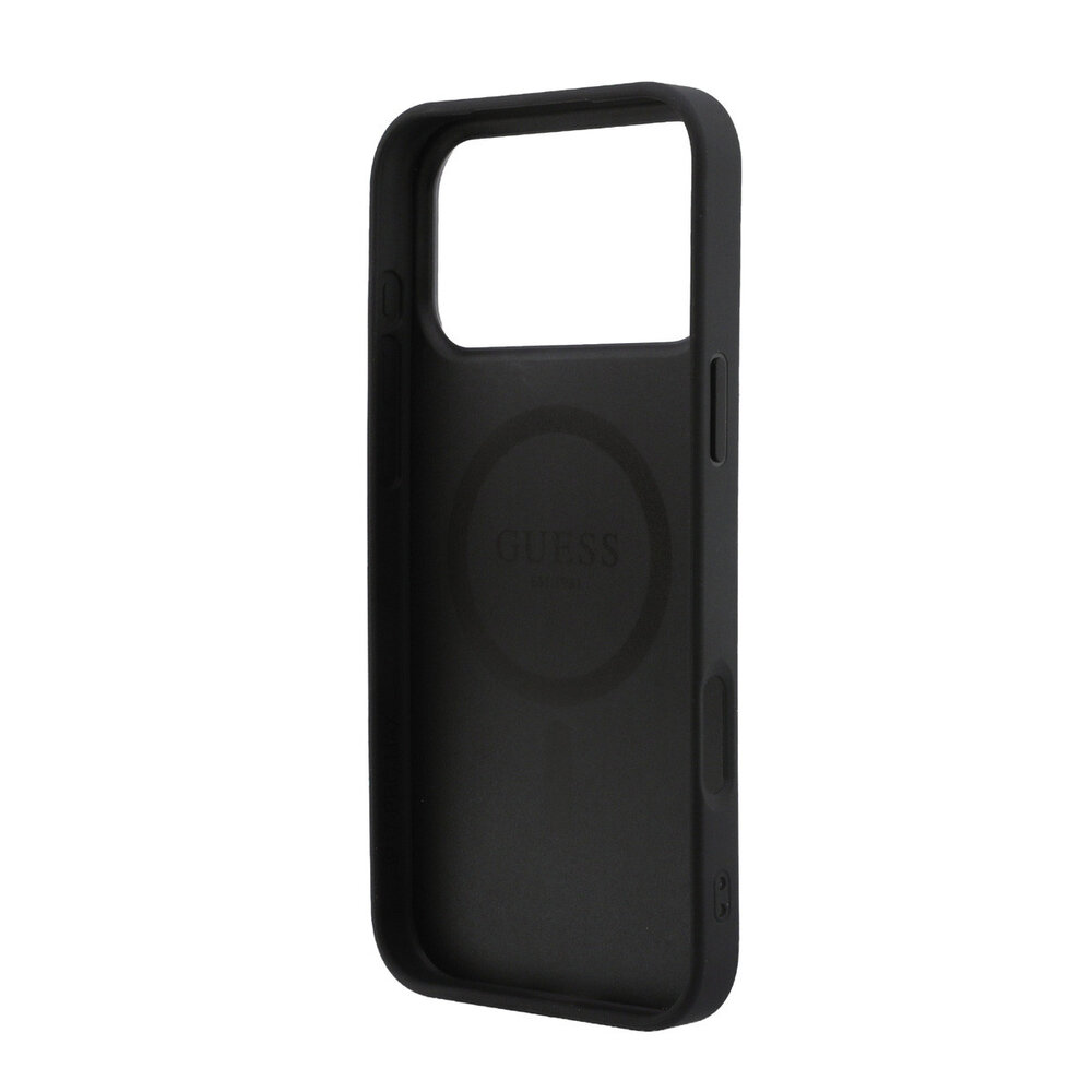 Guess Guess iPhone 17 Pro Max Back cover case - HC Magsafe Grained PU Hot Stamp Peony Triangle Logo - Black Guess Guess iPhone 17 Pro Max Back cover case - HC Magsafe Grained PU Hot Stamp Peony Triangle Logo - Black