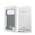 Guess Guess iPhone 17 Pro Max/iPhone 18 Pro Max Hartschalenhülle MagSafe genarbtes PU geprägtes Pfingstrosenmotiv dreieckiges Logo - Schwarz