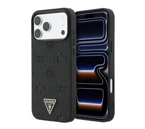 Guess Guess iPhone 17 Pro Max Back cover case - HC Magsafe Grained PU Hot Stamp Peony Triangle Logo - Black Guess Guess iPhone 17 Pro Max Back cover case - HC Magsafe Grained PU Hot Stamp Peony Triangle Logo - Black