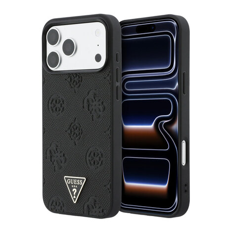 Guess Guess iPhone 17 Pro Max Back cover case - HC Magsafe Grained PU Hot Stamp Peony Triangle Logo - Black Guess Guess iPhone 17 Pro Max Back cover case - HC Magsafe Grained PU Hot Stamp Peony Triangle Logo - Black