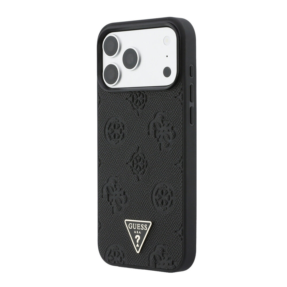 Guess Guess iPhone 17 Pro Max Back cover case - HC Magsafe Grained PU Hot Stamp Peony Triangle Logo - Black Guess Guess iPhone 17 Pro Max Back cover case - HC Magsafe Grained PU Hot Stamp Peony Triangle Logo - Black