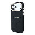 Guess Guess iPhone 17 Pro Max/iPhone 18 Pro Max Hartschalenhülle MagSafe PU geprägtes Pfingstrosenmotiv - Schwarz