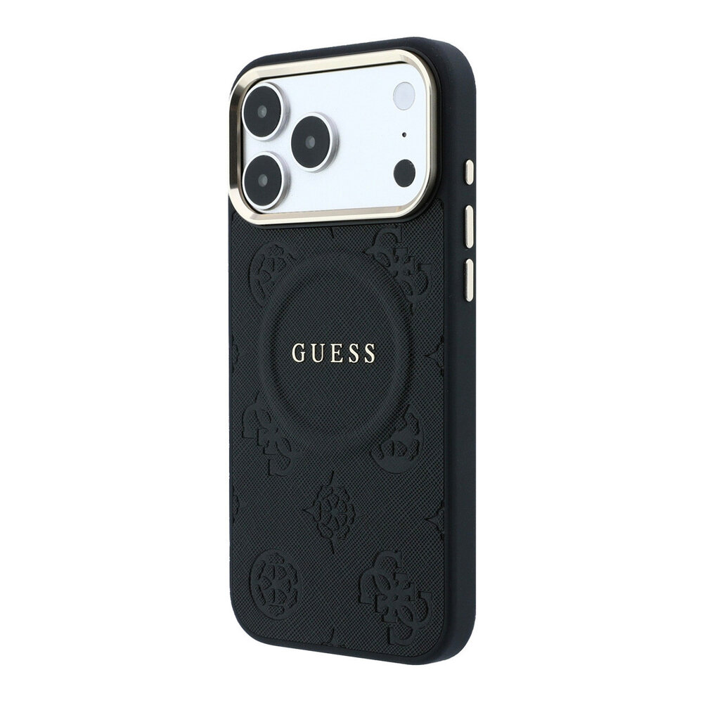Guess Guess iPhone 17 Pro Max Back cover case - HC Magsafe PU With Peony Hot Stamp - Black Guess Guess iPhone 17 Pro Max Back cover case - HC Magsafe PU With Peony Hot Stamp - Black