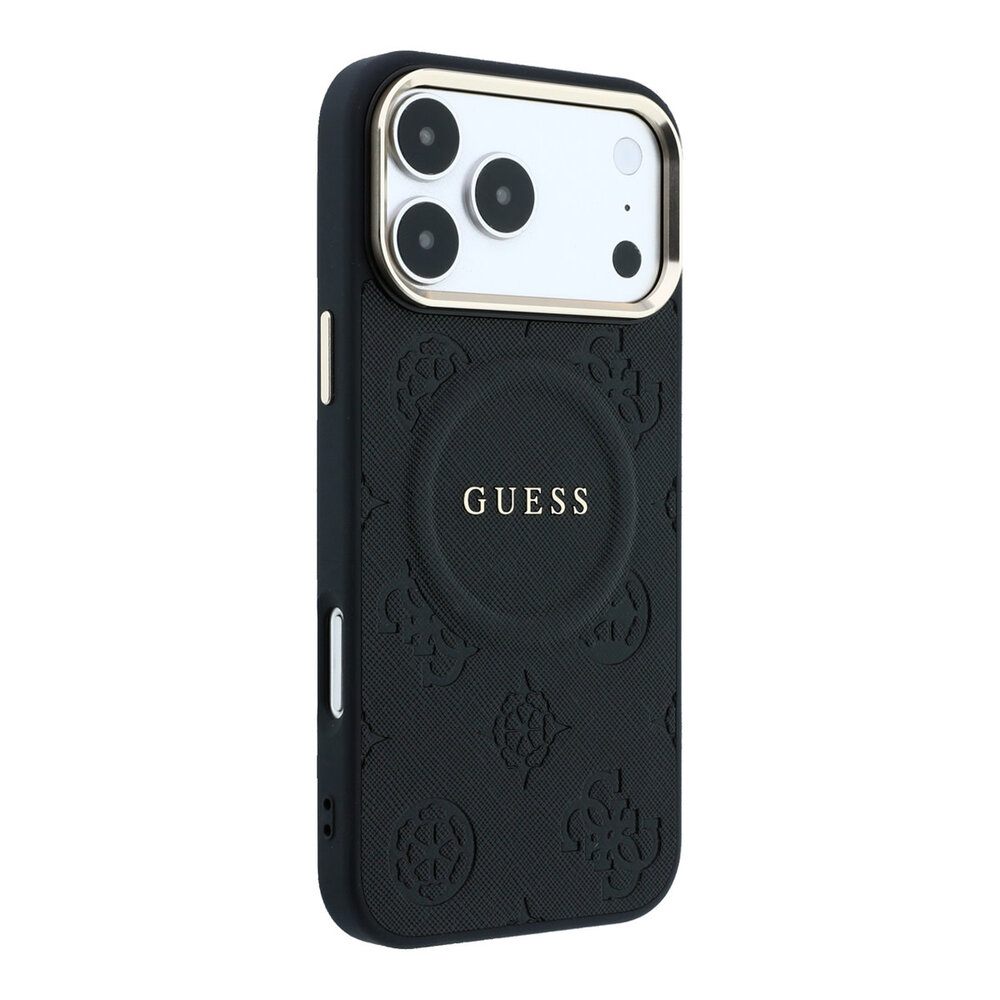 Guess Guess iPhone 17 Pro Max Back cover coque - HC Magsafe PU With Peony Hot Stamp - Noir Guess Guess iPhone 17 Pro Max Back cover coque - HC Magsafe PU With Peony Hot Stamp - Noir
