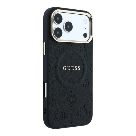 Guess Guess iPhone 17 Pro Max Back cover coque - HC Magsafe PU With Peony Hot Stamp - Noir Guess Guess iPhone 17 Pro Max Back cover coque - HC Magsafe PU With Peony Hot Stamp - Noir