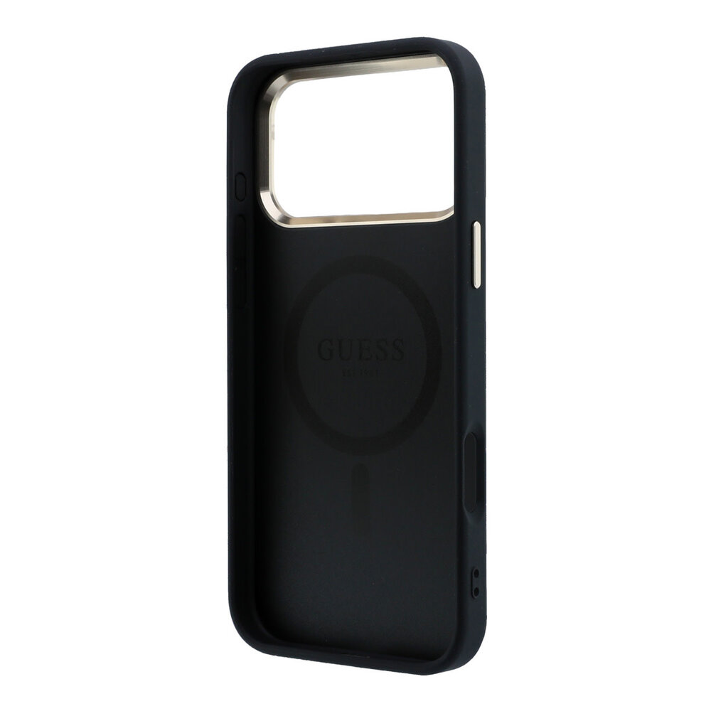 Guess Guess iPhone 17 Pro Max Back cover case - HC Magsafe PU With Peony Hot Stamp - Black Guess Guess iPhone 17 Pro Max Back cover case - HC Magsafe PU With Peony Hot Stamp - Black