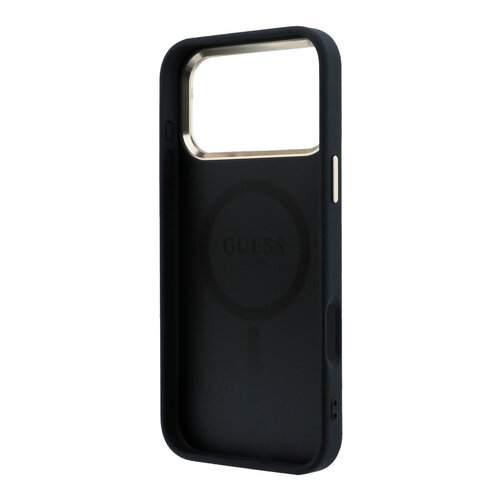 Guess Guess iPhone 17 Pro Max/iPhone 18 Pro Max Hartschalenhülle MagSafe PU geprägtes Pfingstrosenmotiv - Schwarz