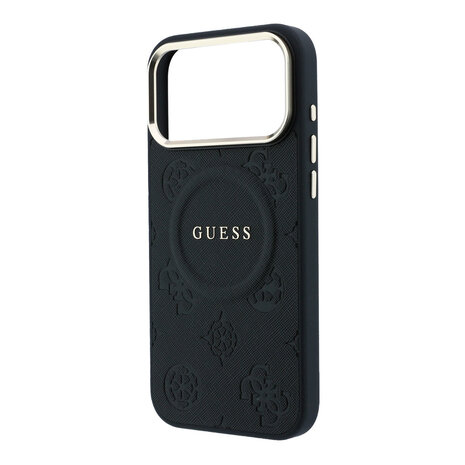 Guess Guess iPhone 17 Pro Max Back-Cover hul - HC Magsafe PU With Peony Hot Stamp - Schwarz Guess Guess iPhone 17 Pro Max Back-Cover hul - HC Magsafe PU With Peony Hot Stamp - Schwarz