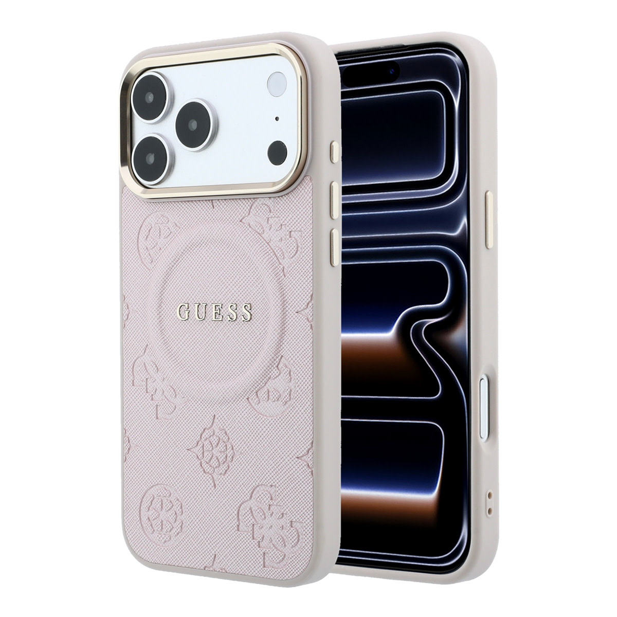 Guess Guess iPhone 17 Pro Max Backcover hoesje - HC Magsafe PU With Peony Hot Stamp - Roze