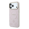 Guess Guess iPhone 17 Pro Max/iPhone 18 Pro Max Hartschalenhülle MagSafe PU geprägtes Pfingstrosenmotiv - Rosa